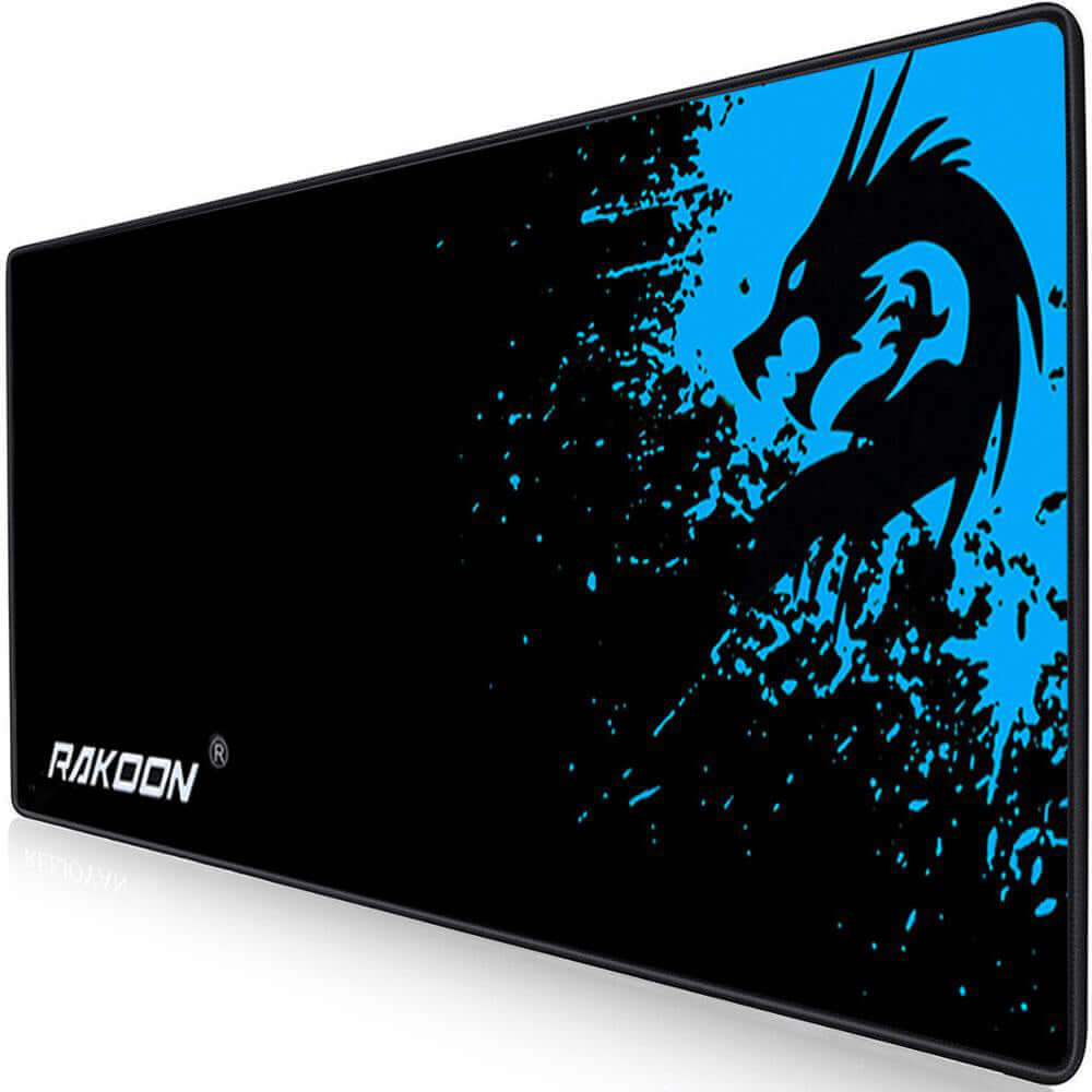 RAKOON mouse pad with a blue dragon design, featuring a smooth surface for precise movement and a non-slip base.