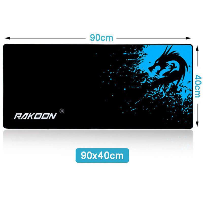 RAKOON mouse pad 90x40cm with dragon design; features smooth movement and non-slip bottom for stability.